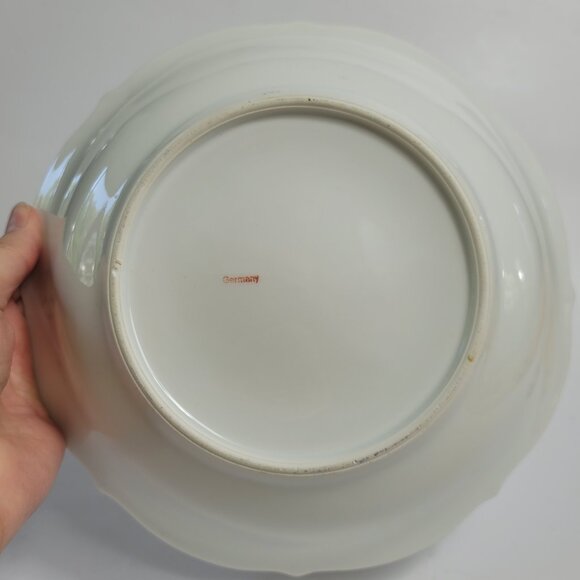 Koenigszelt Silesia Serving Bowl 9 Inch Pink Roses Green Leaves Beaded Boarder - Picture 15 of 15